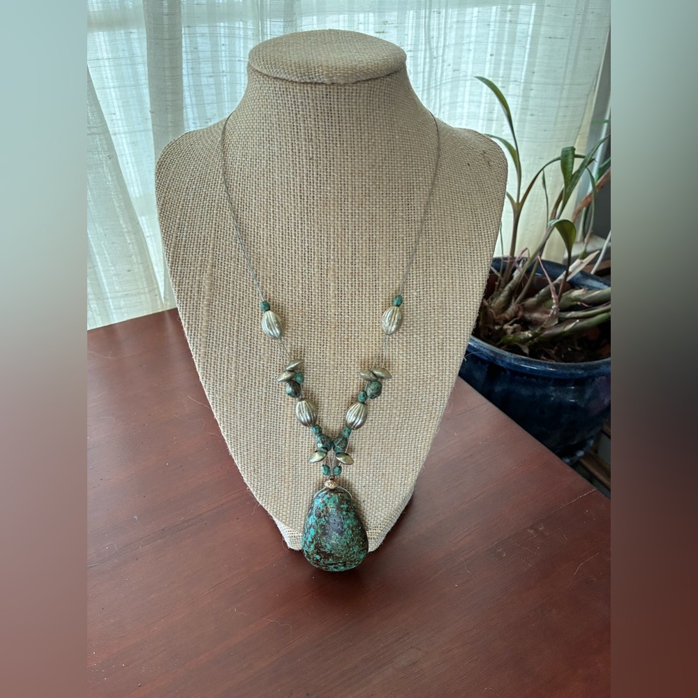 Acrylic Turquoise Teardrop Statement Necklace
